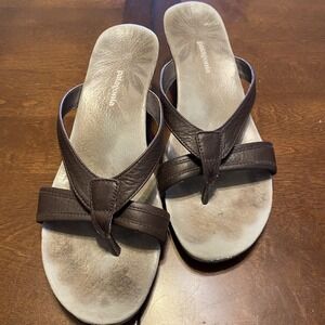 Patagonia Women's Solimar Leather Cork Wedge Sandal Flip Flop Summer Heels 8.5